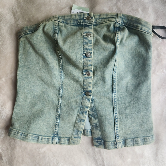 H&M denim bandeau/strapless top sz L BNWT - Picture 3 of 15